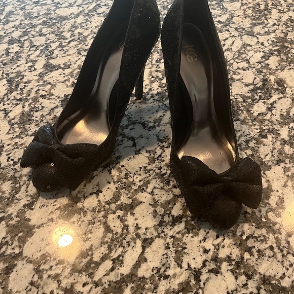 Kurt Geiger Dolly Black Sequin Bow Heels 40 / 10 - Picture 3 of 9